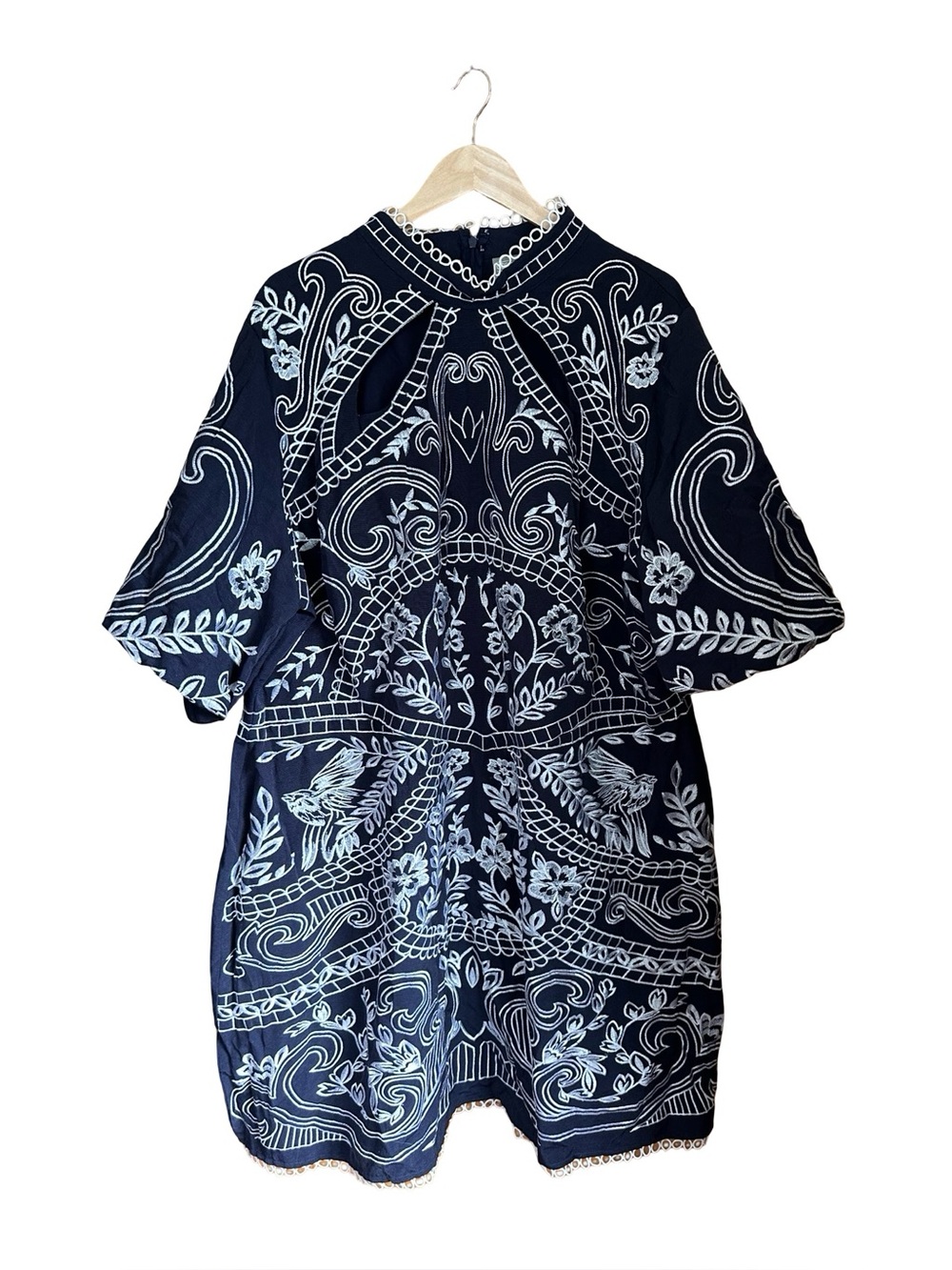 NWT ASOS Curve Embroidered Cutout Navy Mini Dress Size 24